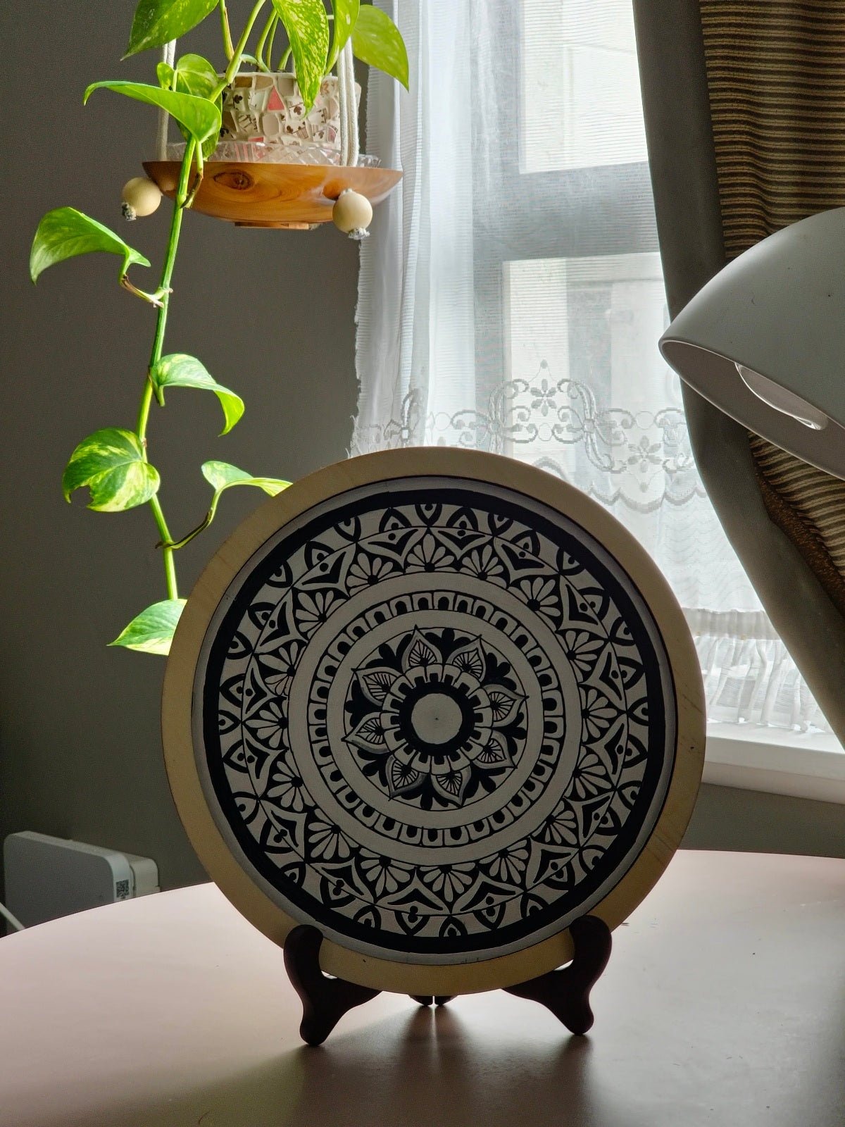 "Monochrome Harmony: Magic of Handcrafted Mandala" Home Decor Paintings