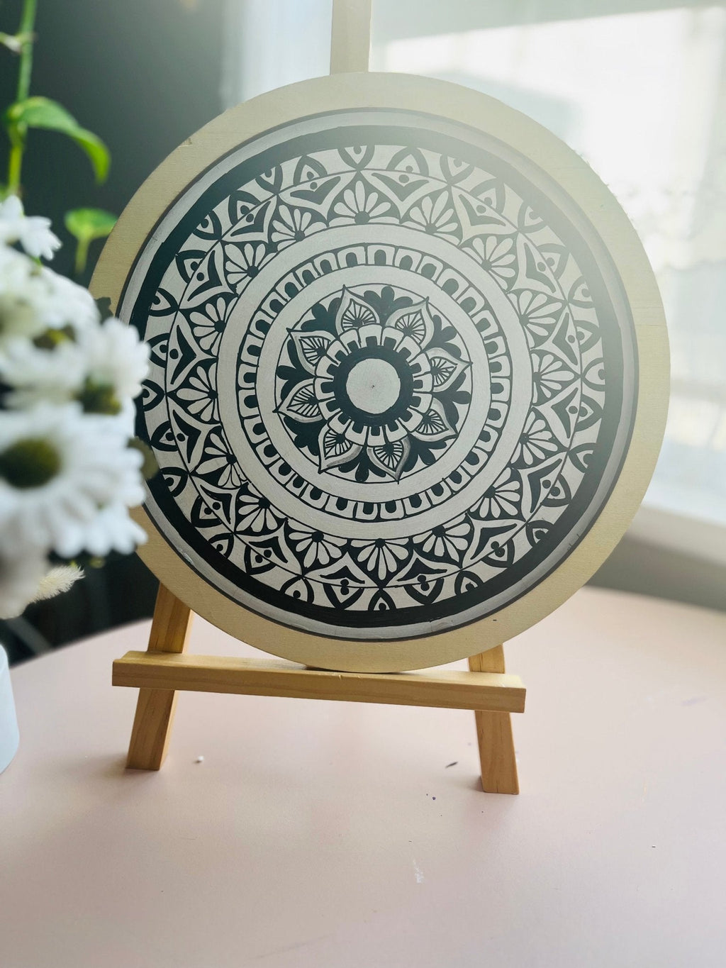 "Monochrome Harmony: Magic of Handcrafted Mandala" Home Decor Paintings