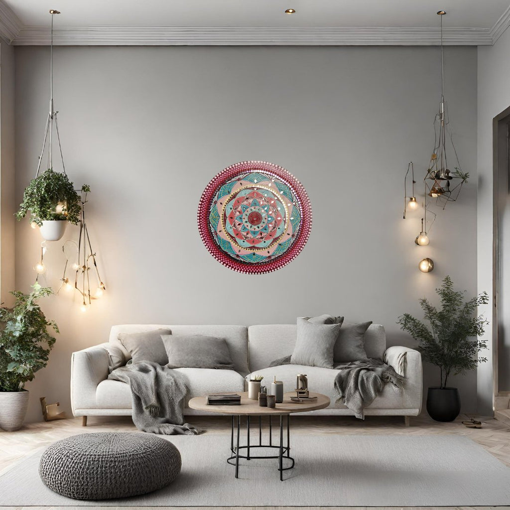 "Serene Symphony: A Celestial Tapestry of Pink, Blue, and Silver"wall paintings